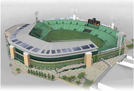 甲子園球場 太陽光発電システム 設置完成イメージ
